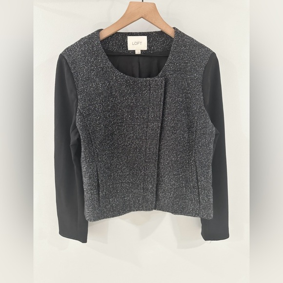 Loft Tweed Crop Jacket Black Size 12 - Picture 3 of 5